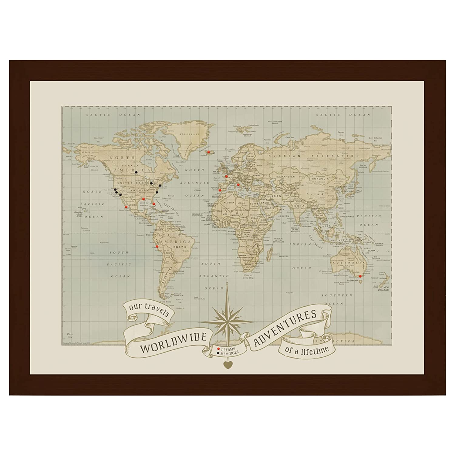 Image of Custom World Push Pin Travel Map